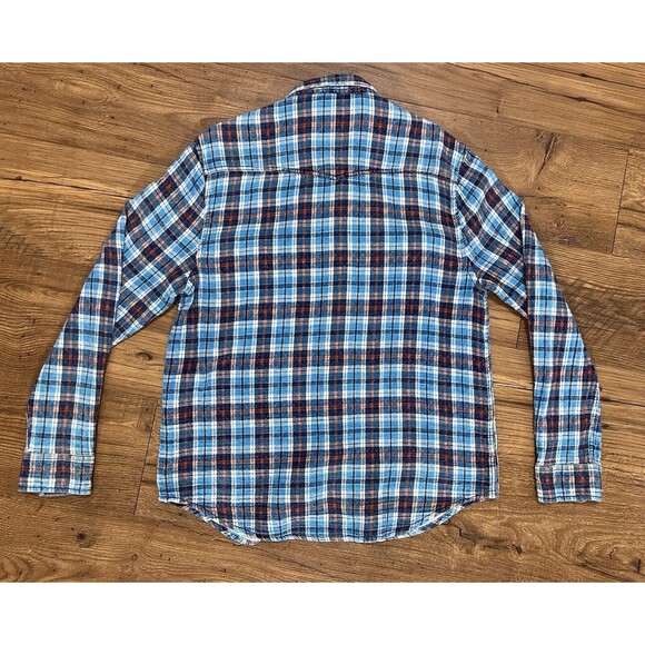 True Grit Button Up Shirt Mens Large Blue Red Plaid Flannel Long Sleeve Western - Picture 14 of 15